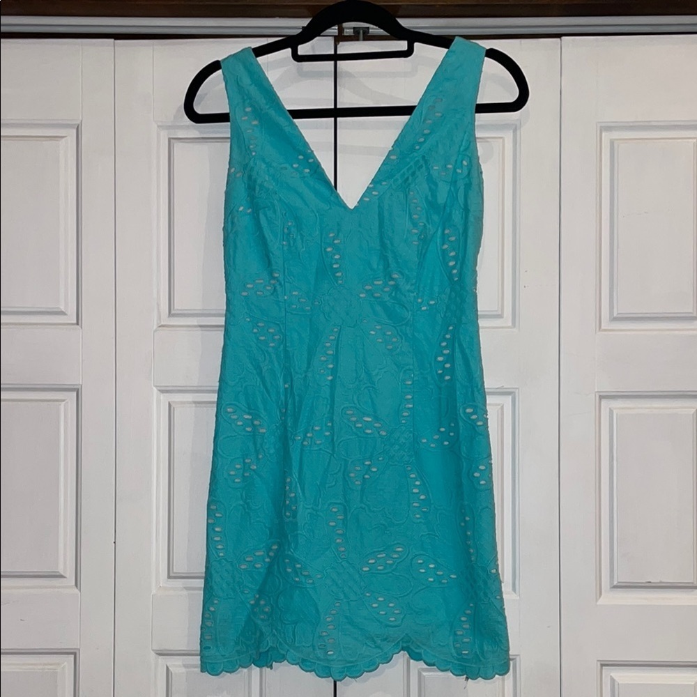 Lilly Pulitzer Blue V-Neck Sheath Mini Dress Sleeveless